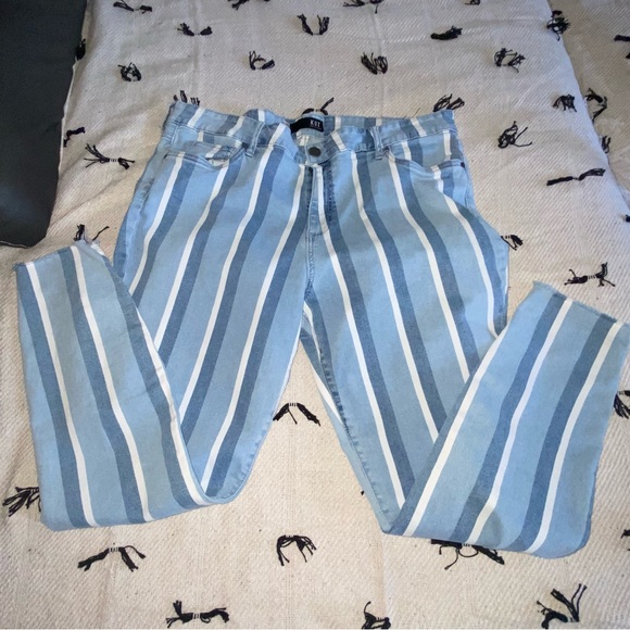 KUT From The Kloth High Rise Ankle Skinny Connie Striped Lt Wash Plus Size 18 - Picture 3 of 16